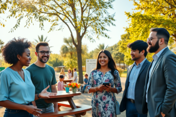 A diverse group of people engaging in a community activity that reflects shared values.