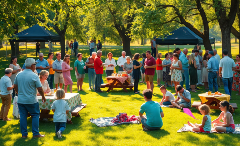 A group of Christians gathering for community worship and fellowship.