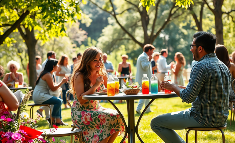 A diverse group of Christian singles engaging in a dating event, highlighting current trends in Christian dating.