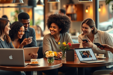 A diverse group of Christians exploring their options on dating platforms to find love and companionship.