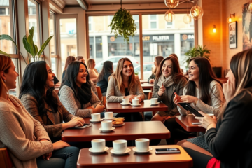 A welcoming image of single Russian women engaged in conversation, representing opportunities for friendship and romance.