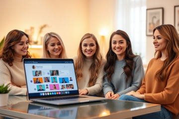 A woman smiling while chatting online, representing connections with single Russian women.