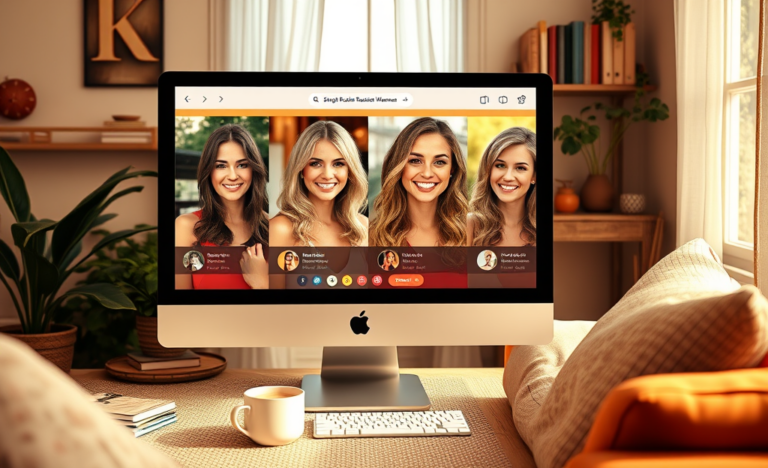 A collage of beautiful single Russian women ready to connect and chat online.